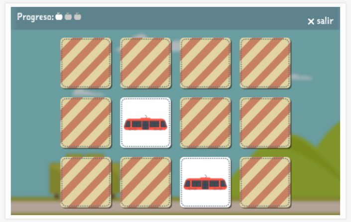 Juego de memoria del tema Transporte de la aplicación alemán para niños