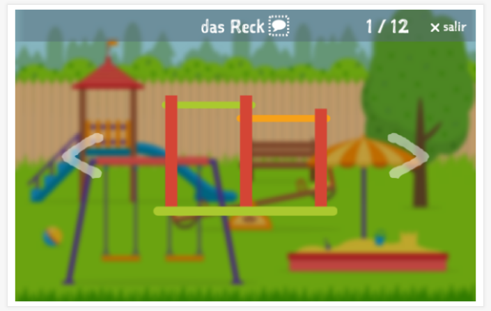 Presentación del tema Área de juegos de la aplicación alemán para niños