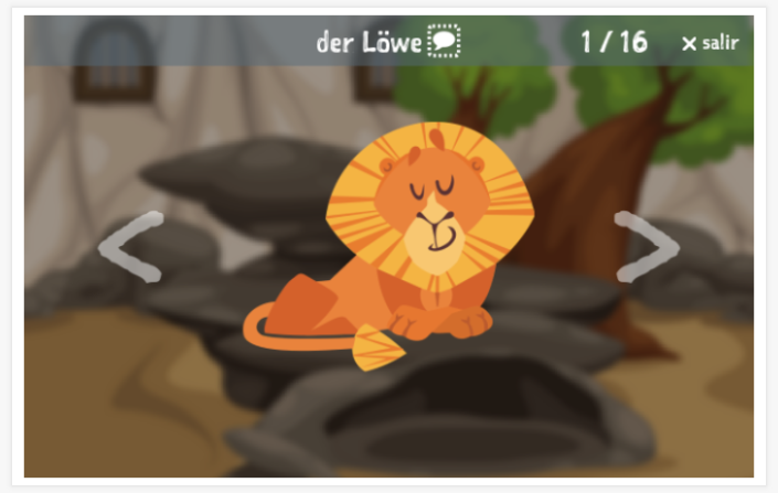 Presentación del tema Zoológico de la aplicación alemán para niños