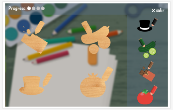 Juego de rompecabezas del tema Colores de la aplicación inglés para niños