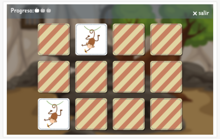 Juego de memoria del tema Zoológico de la aplicación esperanto para niños