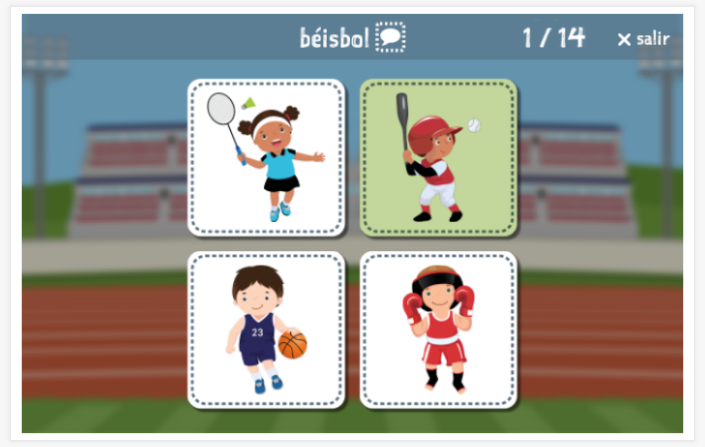Taaltoets (lezen en luisteren) van het thema Deporte van de app español voor kinderen