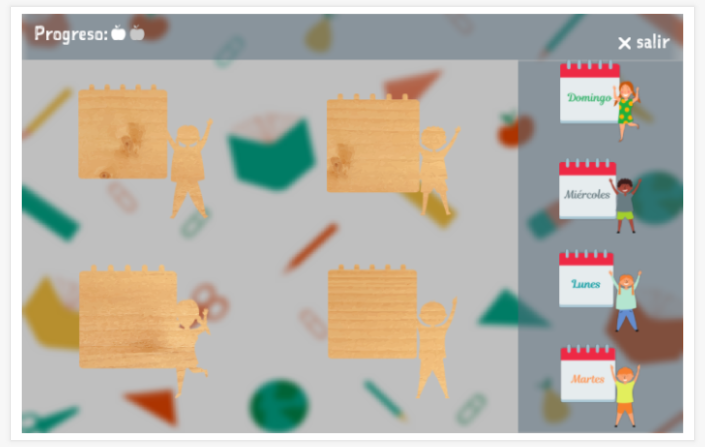 Juego de rompecabezas del tema Días de la semana de la aplicación español para niños