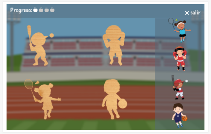 Juego de rompecabezas del tema Deporte de la aplicación español para niños