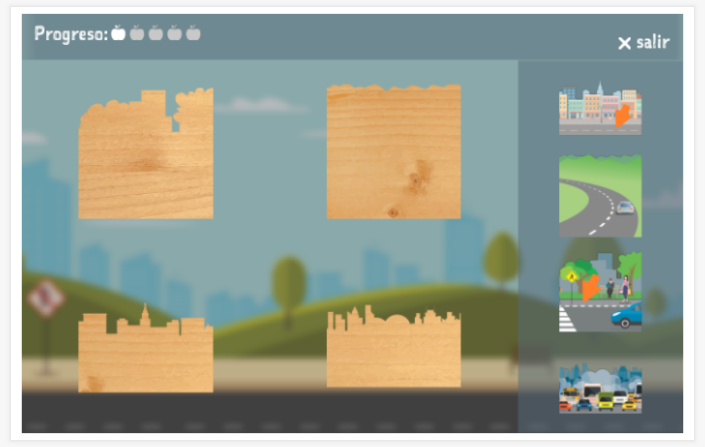 Juego de rompecabezas del tema Tráfico de la aplicación español para niños