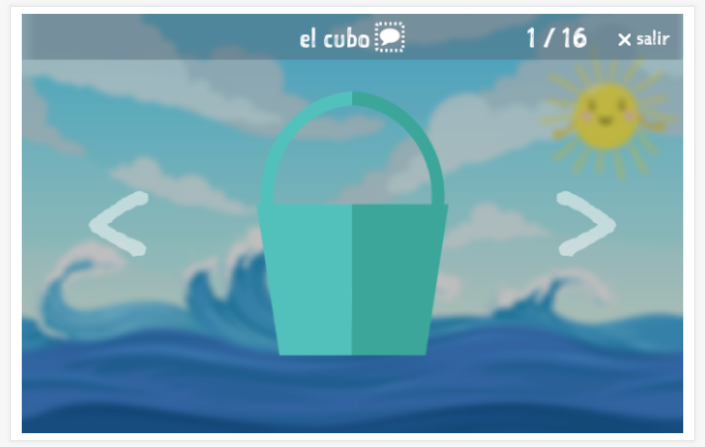 Presentación del tema Playa de la aplicación español para niños
