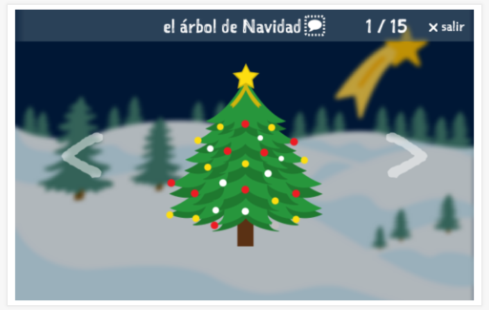 Presentación del tema Navidad de la aplicación español para niños