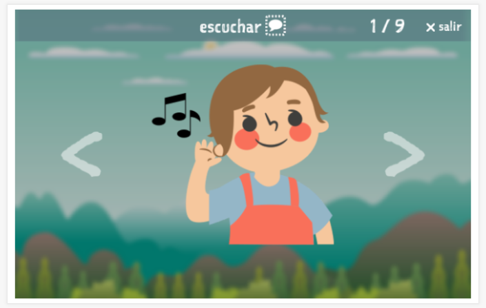 Presentación del tema Sentidos de la aplicación español para niños