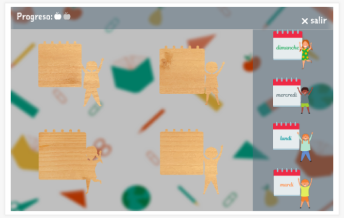 Juego de rompecabezas del tema Días de la semana de la aplicación francés para niños