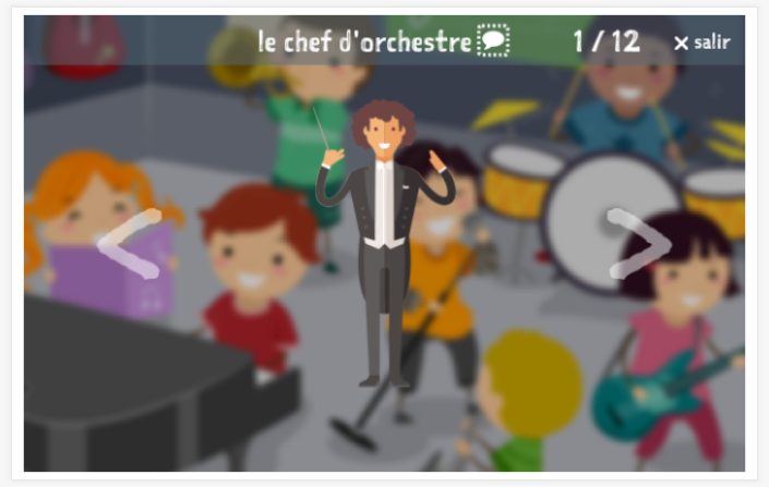 Presentación del tema Música de la aplicación francés para niños