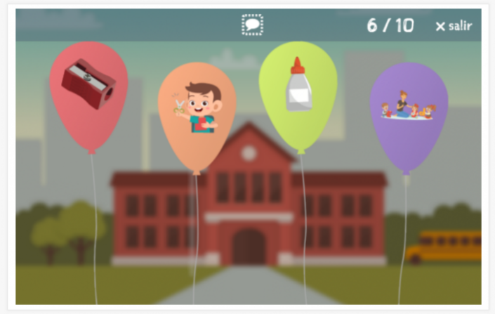 Juego de globos del tema Escuela de la aplicación holandés para niños