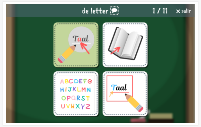 Prueba de idioma (lectura y comprensión auditiva) del tema Leer de la aplicación holandés para niños