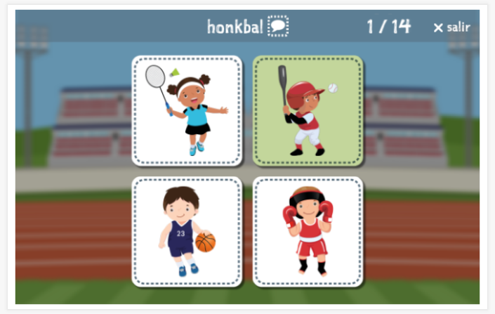 Taaltoets (lezen en luisteren) van het thema Deporte van de app holandés voor kinderen