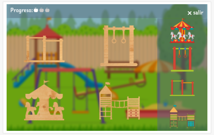 Juego de rompecabezas del tema Área de juegos de la aplicación holandés para niños