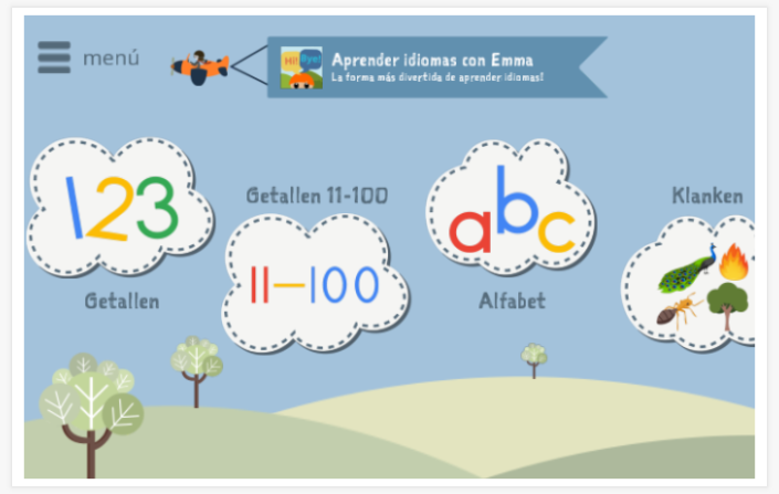 Pantalla de inicio holandés aprende con Emma