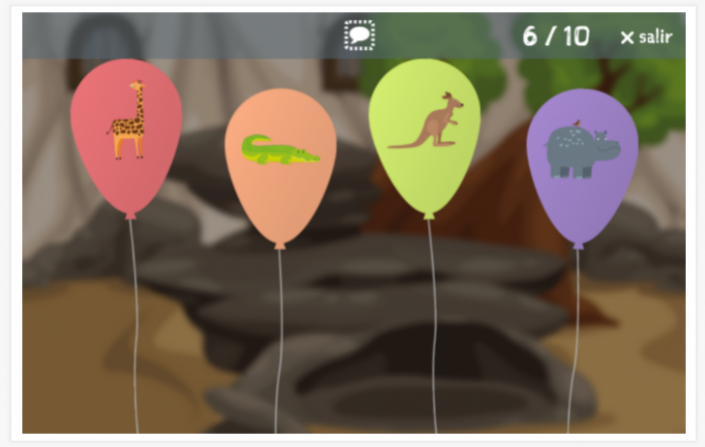 Juego de globos del tema Zoológico de la aplicación turco para niños