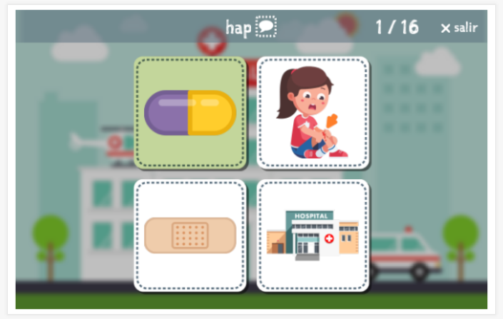 Prueba de idioma (lectura y comprensión auditiva) del tema Estar enfermo de la aplicación turco para niños