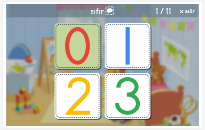 Prueba de idioma (lectura y comprensión auditiva) del tema Números de la aplicación turco para niños