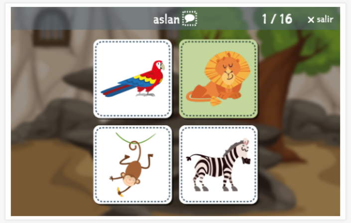 Prueba de idioma (lectura y comprensión auditiva) del tema Zoológico de la aplicación turco para niños
