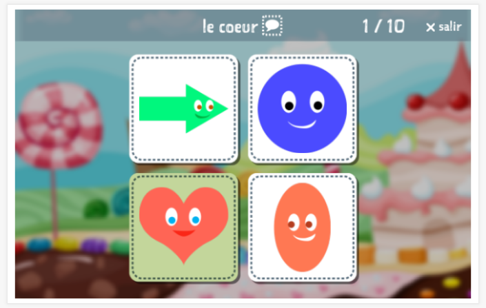 Prueba de idioma (lectura y comprensión auditiva) del tema Formas de la aplicación francés para niños